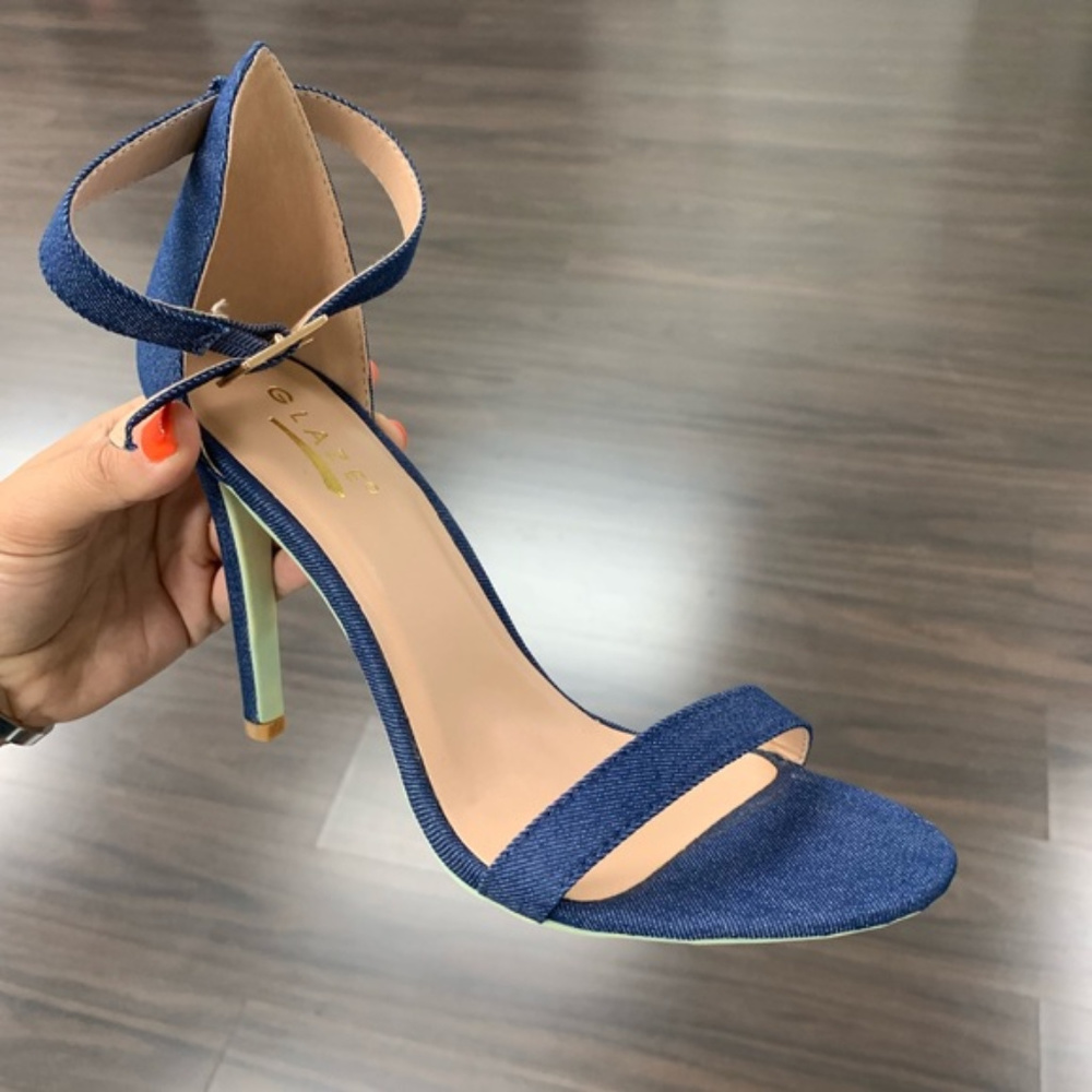 Glaze Denim High Heel Sandals 1 Left Size 10! - Picture 3 of 6